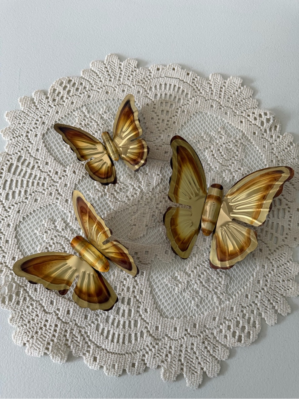 Vintage 70s Boho MCM Brass Butterfly Wall Decor Set - Home Wall Decor